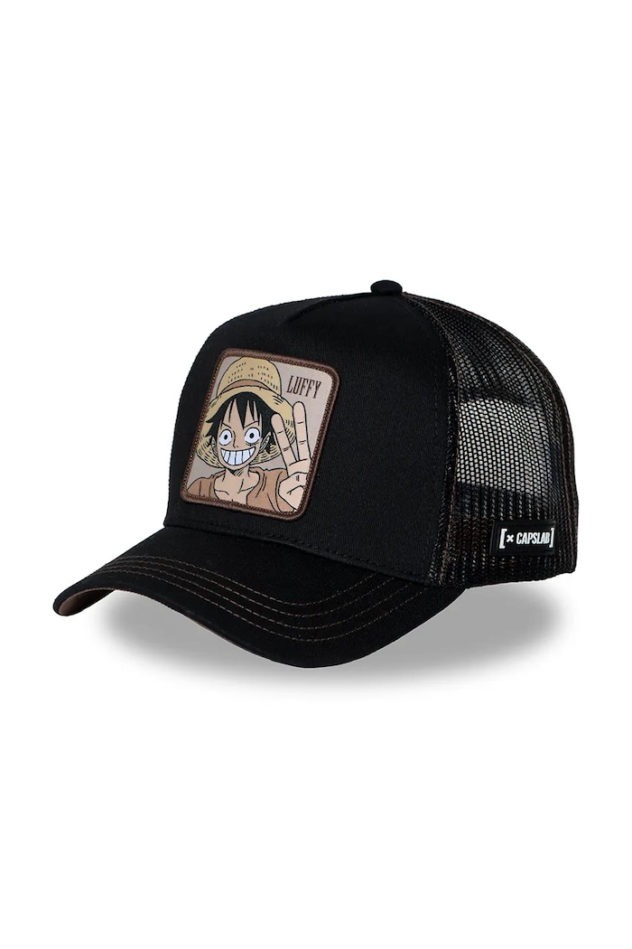 Capslab Czapka z daszkiem trucker z bawełną x Onepiece czarny CL.OP2.1.CAS.WAN3B