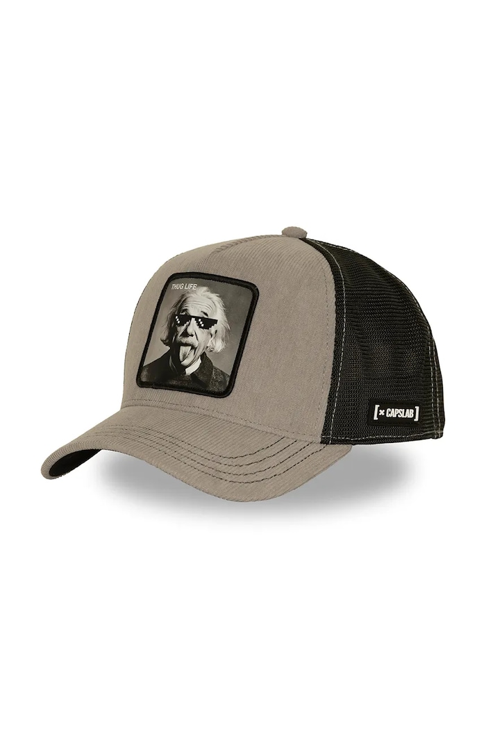 Capslab Czapka z daszkiem trucker z bawełną x Einstein szary CL.ART1.1.PCT.THUG