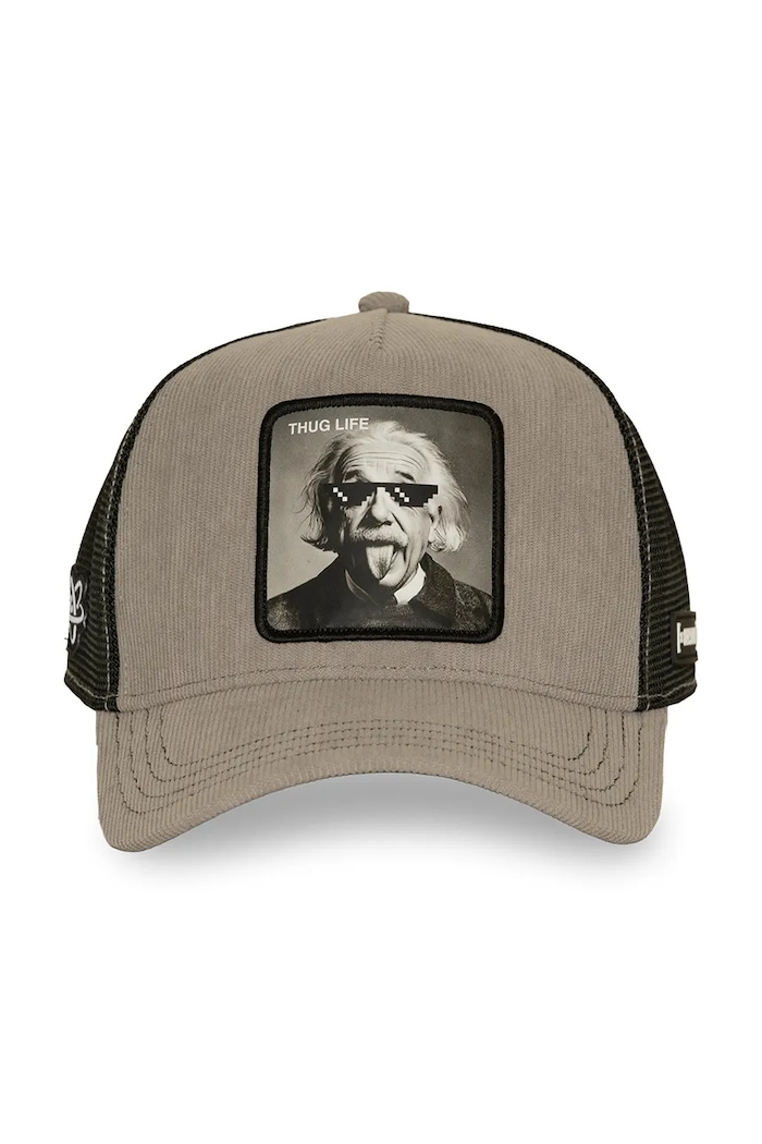 Capslab Czapka z daszkiem trucker z bawełną x Einstein CL.ART1.1.PCT.THUG szary AW26