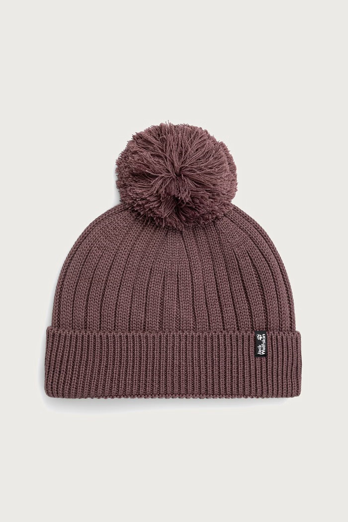 Jack Wolfskin Czapka z pomponem z wełną fioletowy A66177