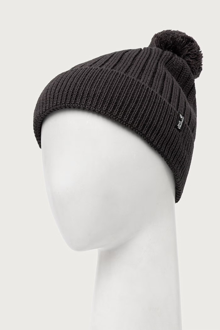 Jack Wolfskin Czapka z pomponem z wełną A66177 szary AW26