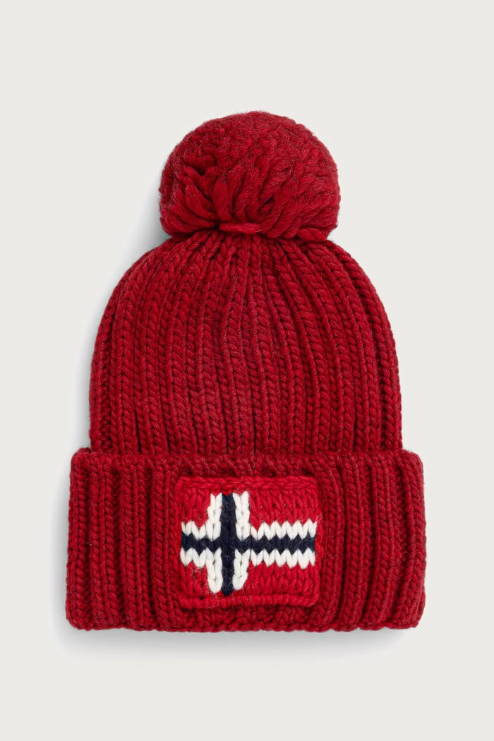 Napapijri Czapka z pomponem z dodatkiem wełny Semiury 5 czerwony NP0A4GKBR1F1