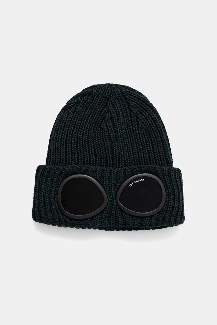 C.P. Company czapka beanie wełniana zielony 21CMAC742A005509A