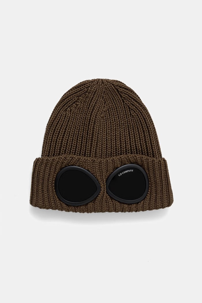 C.P. Company czapka beanie wełniana zielony 21CMAC742A005509A
