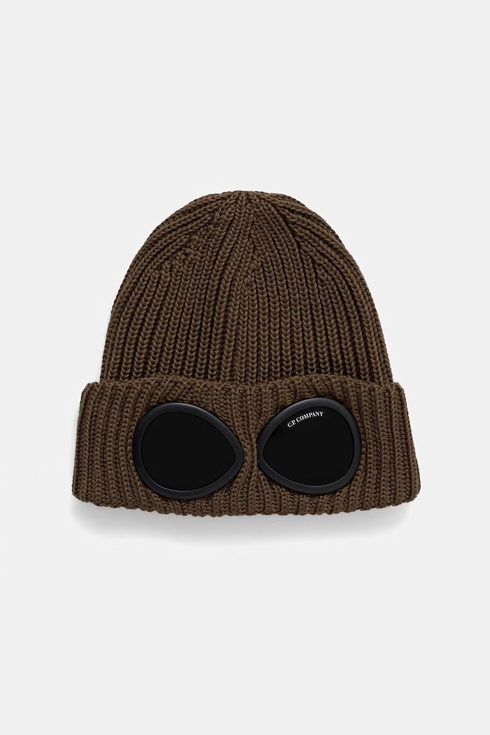 C.P. Company czapka beanie wełniana zielony 21CMAC742A005509A