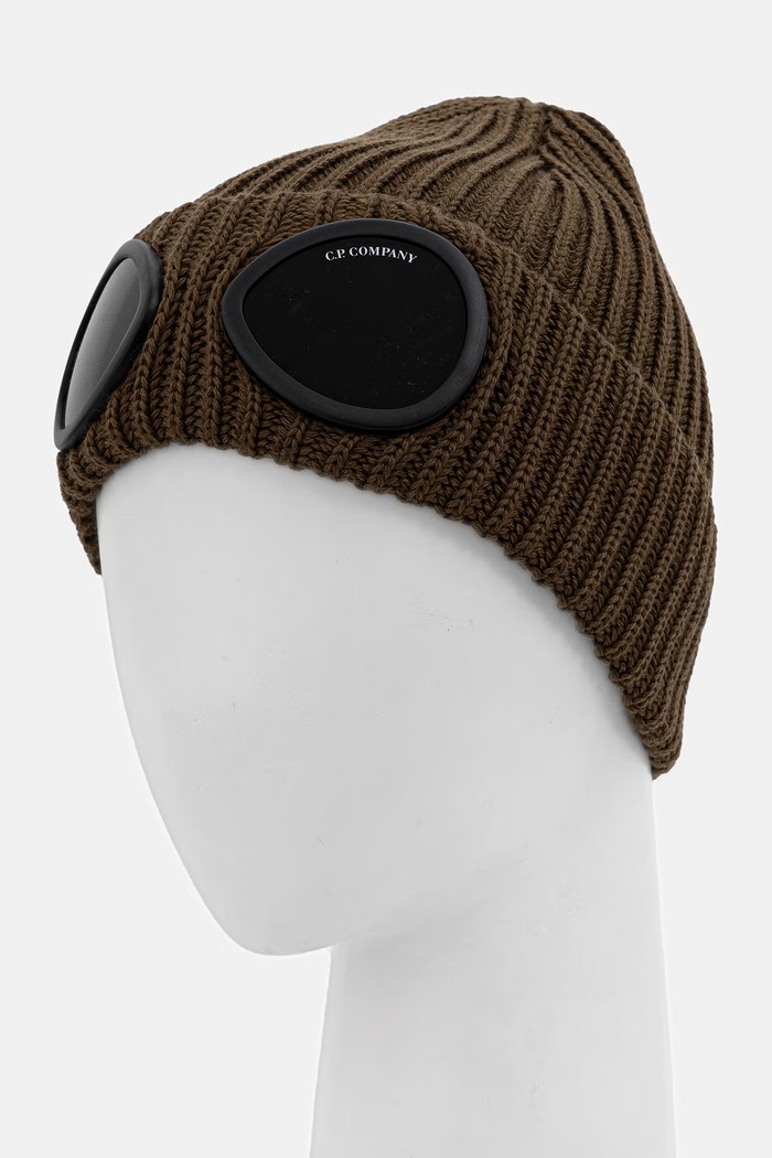 C.P. Company czapka beanie wełniana 21CMAC742A005509A zielony AW26