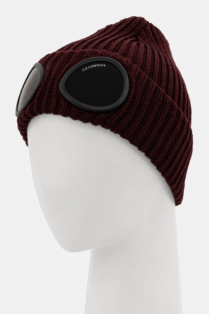 C.P. Company czapka beanie wełniana 21CMAC742A005509A bordowy AW26