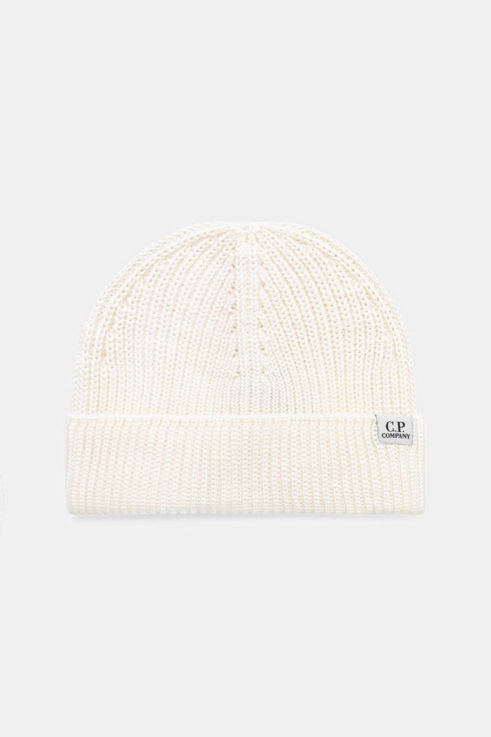 C.P. Company σκούφος beanie από μαλλί μερινό μπεζ 21CMAC137A005509A