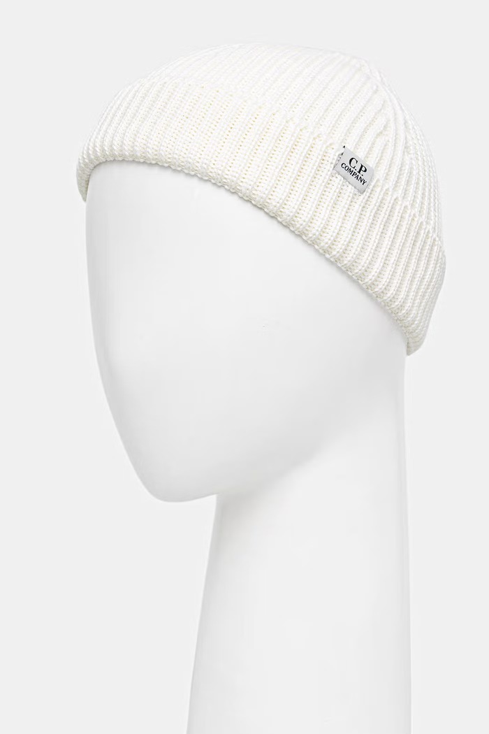 C.P. Company σκούφος beanie από μαλλί μερινό 21CMAC137A005509A μπεζ AW26