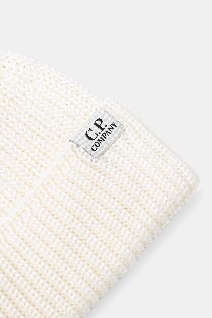 Αξεσουάρ C.P. Company σκούφος beanie από μαλλί μερινό 21CMAC137A005509A μπεζ