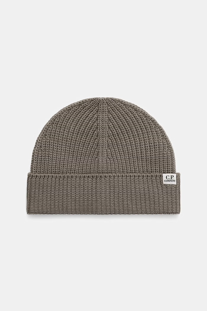 C.P. Company czapka beanie z wełny merino szary 21CMAC137A005509A