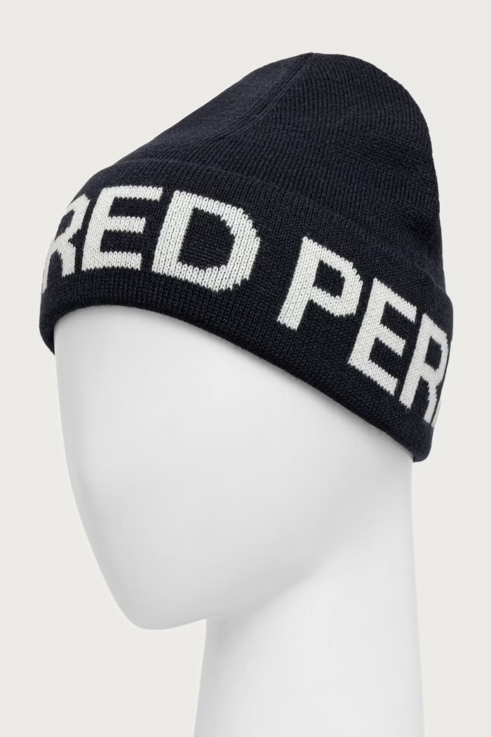 Fred Perry Czapka beanie z wełną C3302.608 granatowy AW26