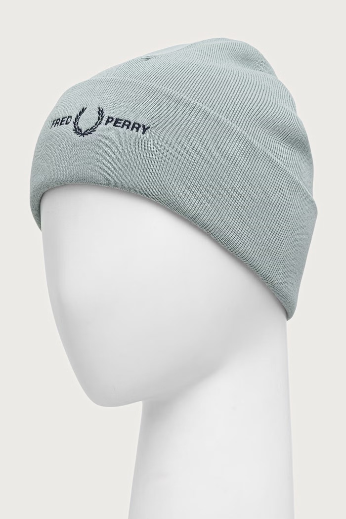 Fred Perry Czapka beanie z bawełną C3300.07D zielony AW26