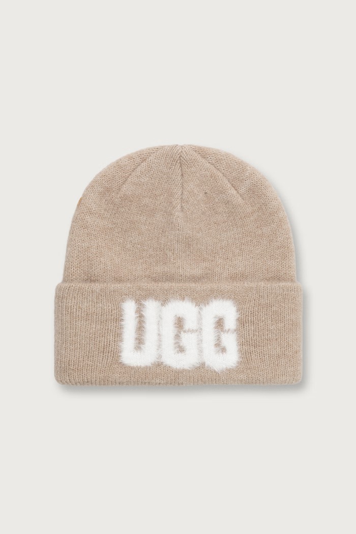 UGG Czapka beanie z dodatkiem wełny beżowy 105248