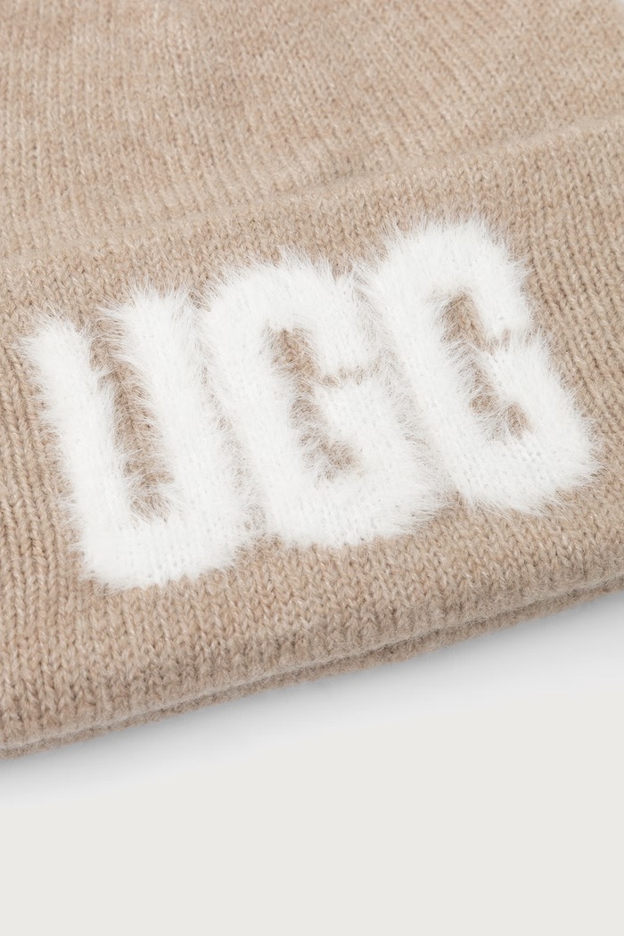 Akcesoria UGG Czapka beanie z dodatkiem wełny 105248 beżowy