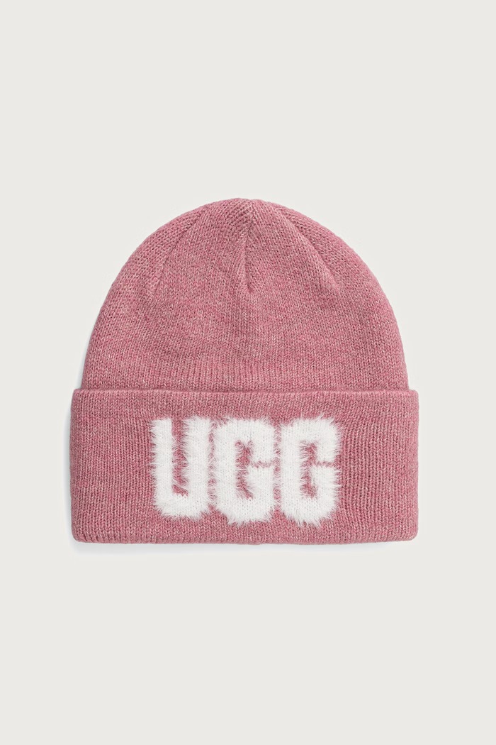 UGG Czapka beanie z dodatkiem wełny różowy 105248