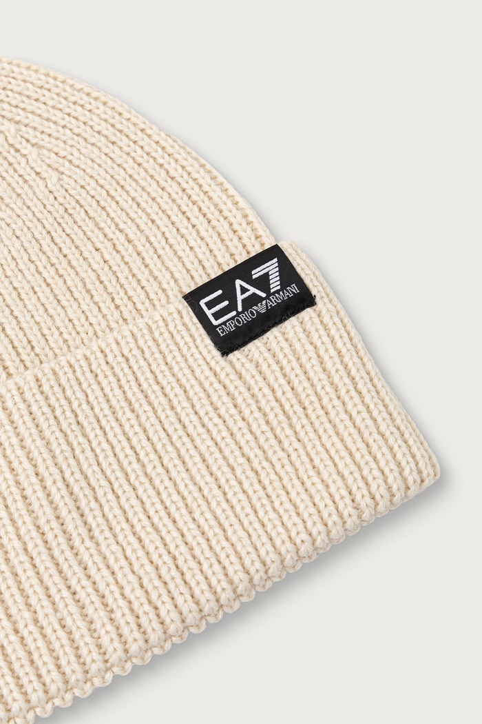 Akcesoria EA7 Emporio Armani Czapka beanie damska z wełną AF29587.7X000312 beżowy