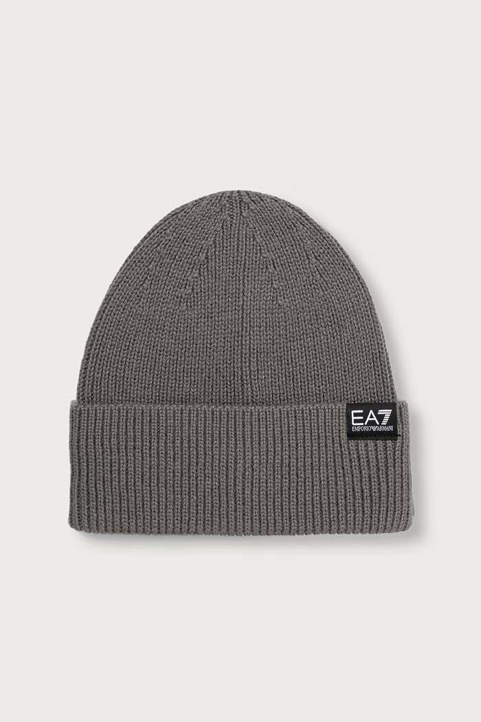 EA7 Emporio Armani Czapka beanie damska z wełną szary AF29587.7X000312