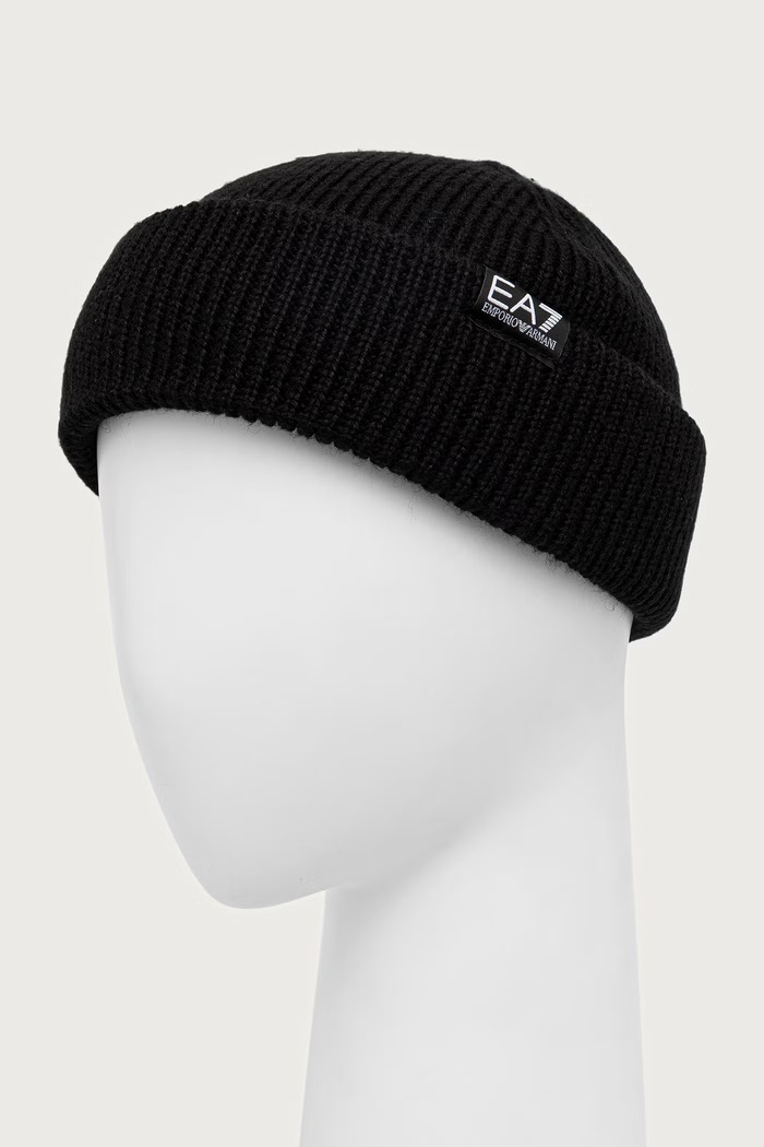 EA7 Emporio Armani Czapka beanie z wełną AF29587.7X000313 czarny AW26