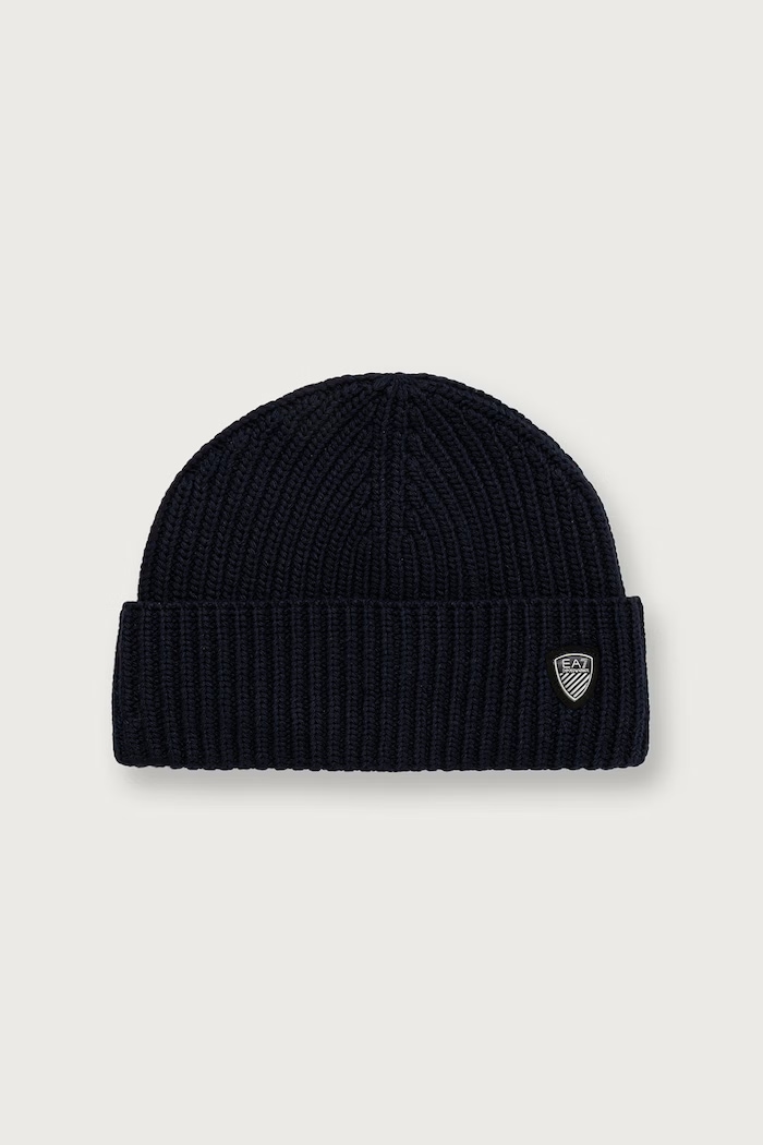 EA7 Emporio Armani Czapka beanie z wełną granatowy AF18020.7X000841