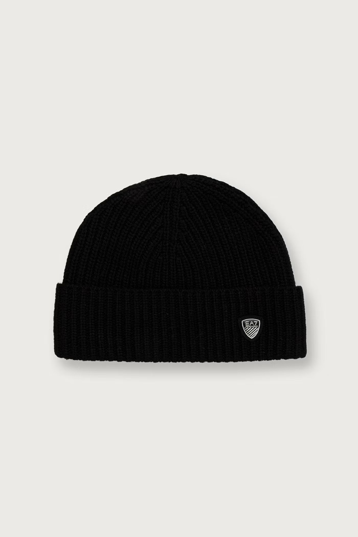 EA7 Emporio Armani Czapka beanie z wełną czarny AF18020.7X000841
