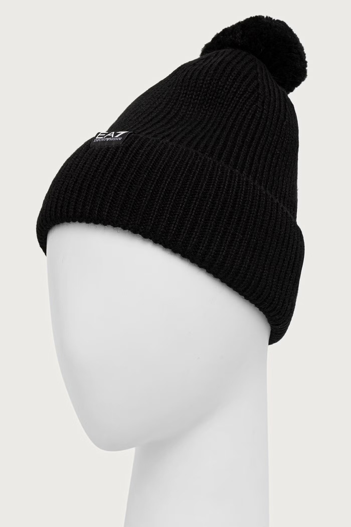EA7 Emporio Armani Czapka beanie z wełną AF29587.7X000915 czarny AW26