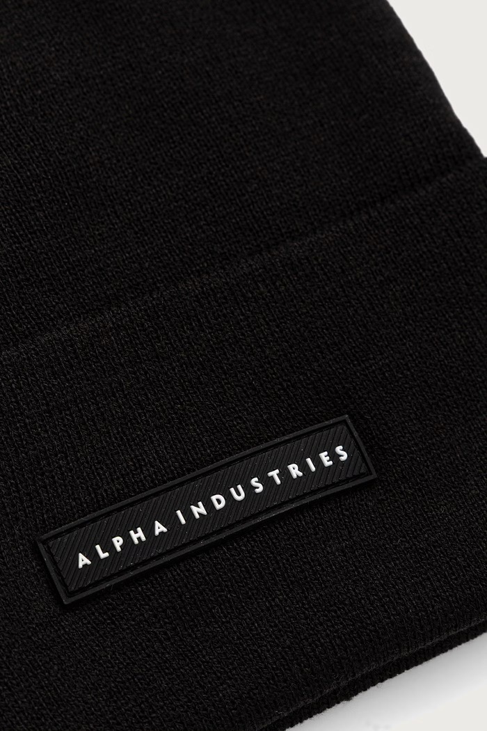 Alpha Industries cappello beanie Rubber Logo nero 258902