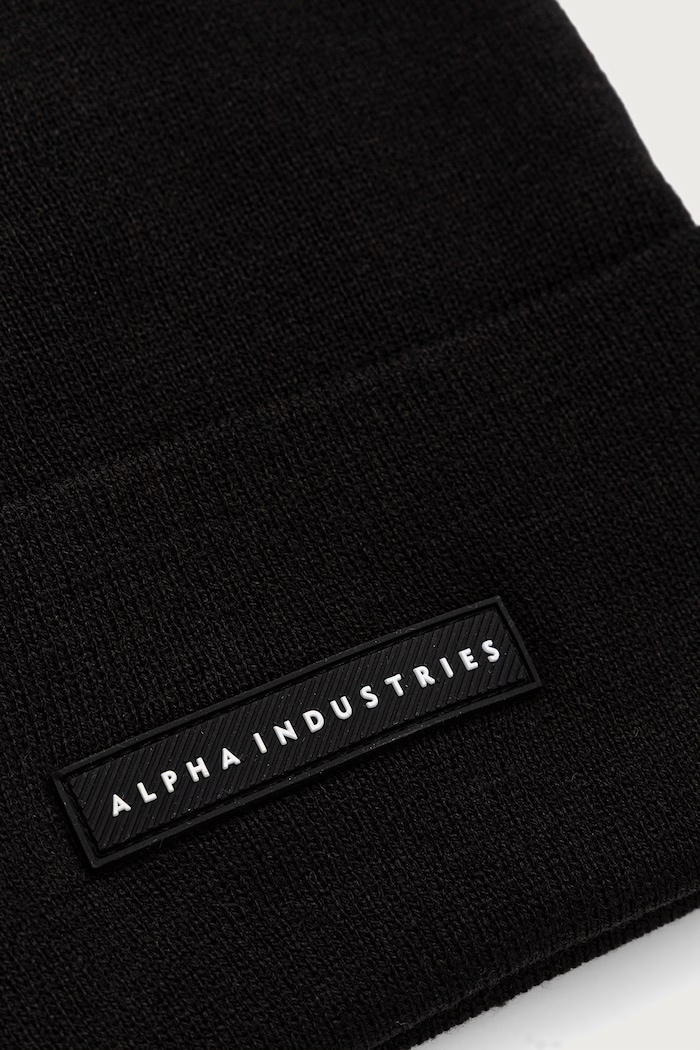 Alpha Industries cappello beanie Rubber Logo nero 258902