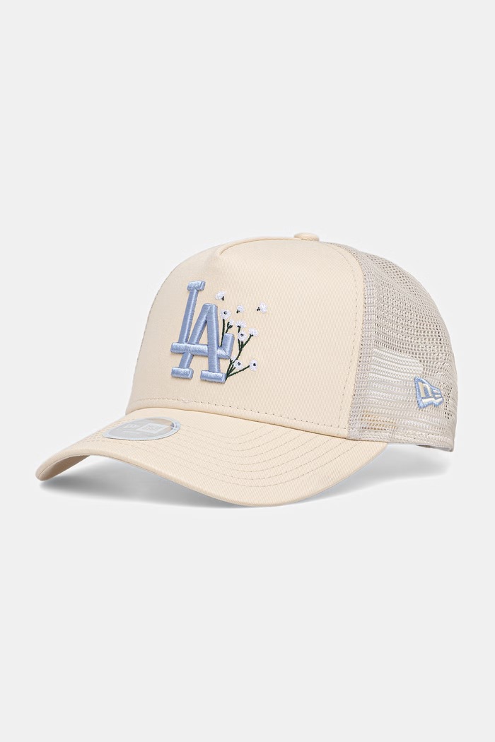 New Era czapka z daszkiem trucker FLORAL TRUCKER LA DODGERS beżowy 60856362