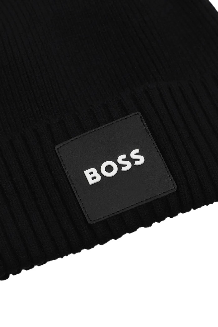 CHLAPEC BOSS Pletená čepice dětská s bavlnou J53583.54.56 černá