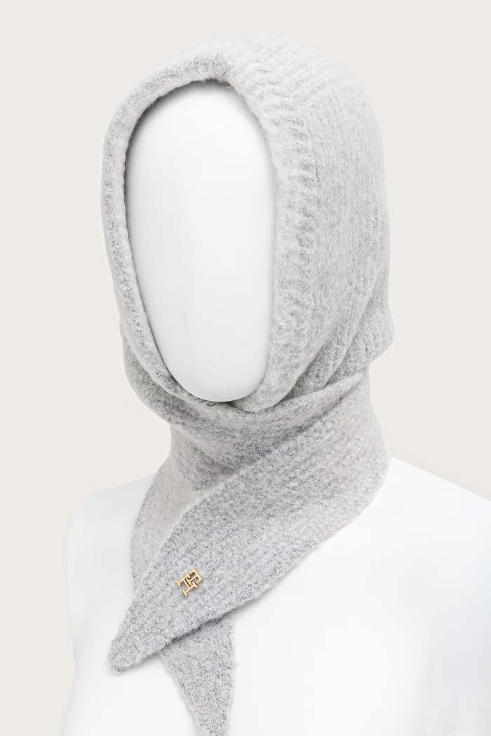 Akcesoria Tommy Hilfiger Kaptur damski z dodatkiem wełny AW0AW19292 szary