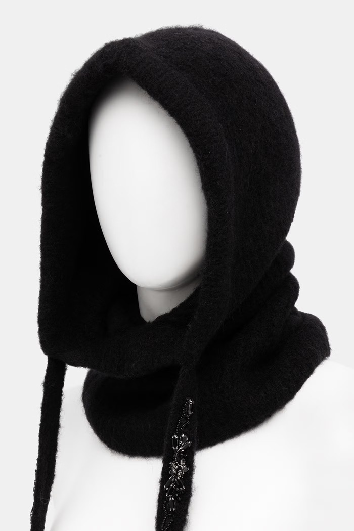 ERMANNO Firenze kaptur damski z wełną D49EV011EA0 czarny AW26