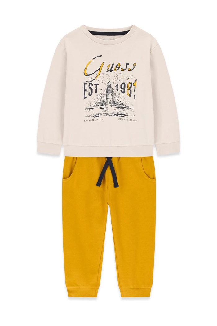 Guess Komplet dresowy dziecięcy bawełniany beżowy N6BG03.K6106.9BY2