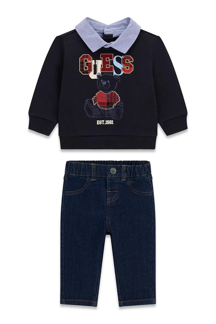 Guess Komplet codzienny niemowlęcy z bawełną granatowy I6BG06.K5811.9BY2