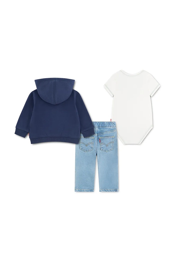 Levi's komplet trenirke otroški z bombažem FULL ZIP HOODIE SET 6ER557 mornarsko modra AW26