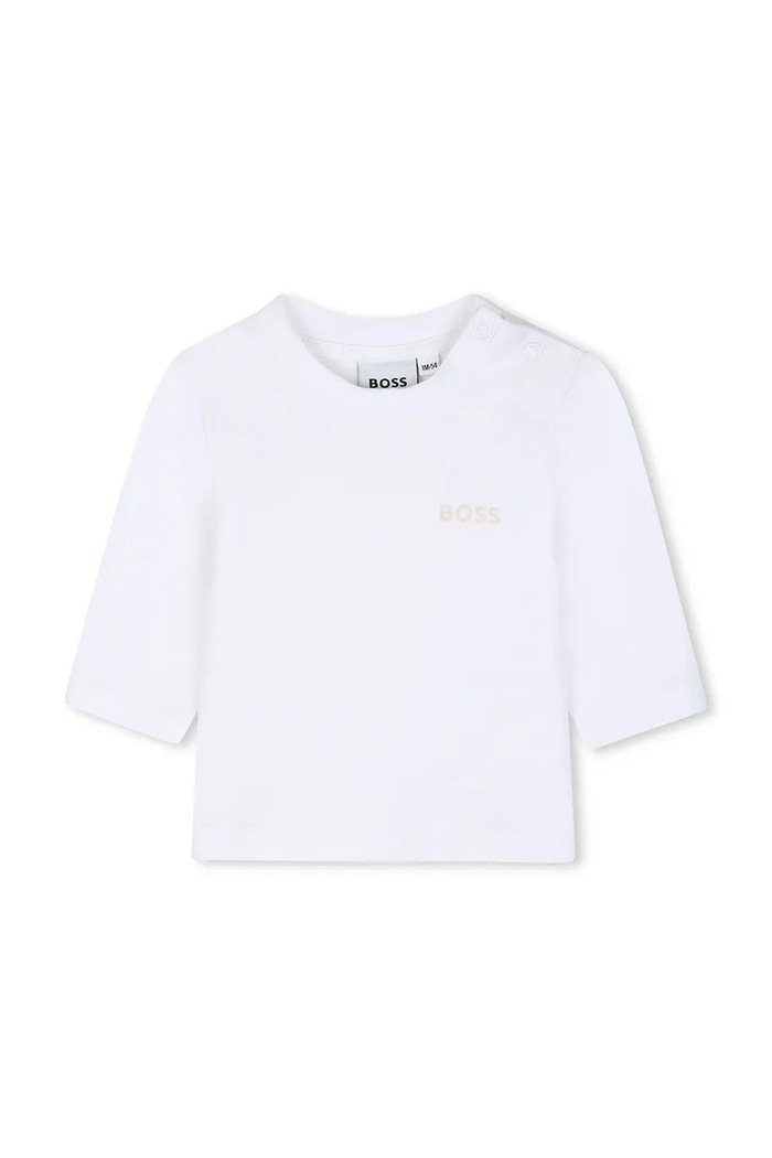 BOSS dres niemowlęcy z bawełną biały J53304