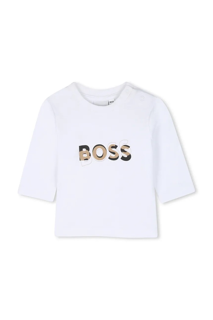 BOSS dres niemowlęcy z bawełną beżowy J53305