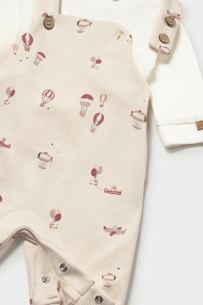 Хлопчик Mayoral Newborn трикотажний комплект для немовлят бавовняний з еластаном 2663.1G.Newborn.9BY2 бежевий
