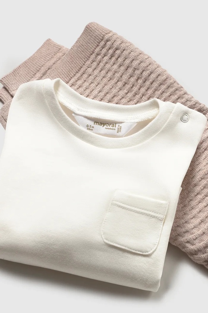 Mayoral Newborn трикотажний комплект для немовлят з віскозою бежевий 2507.1C.Newborn.9BY2