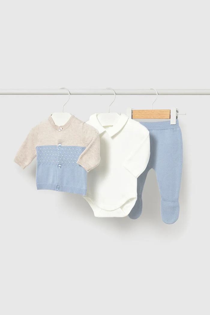 Mayoral Newborn Комплект за бебе от памук син 2502.1C.Newborn.9BY2