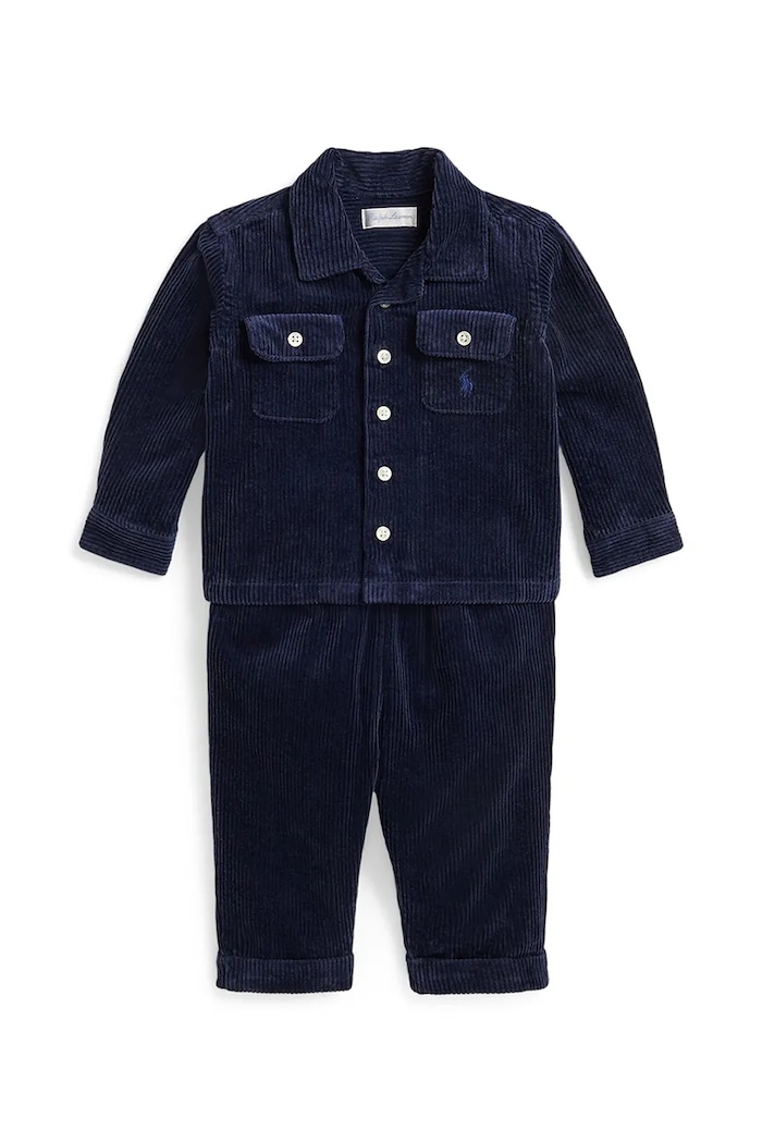Polo Ralph Lauren Set per neonati in velluto a coste blu 320B27220001