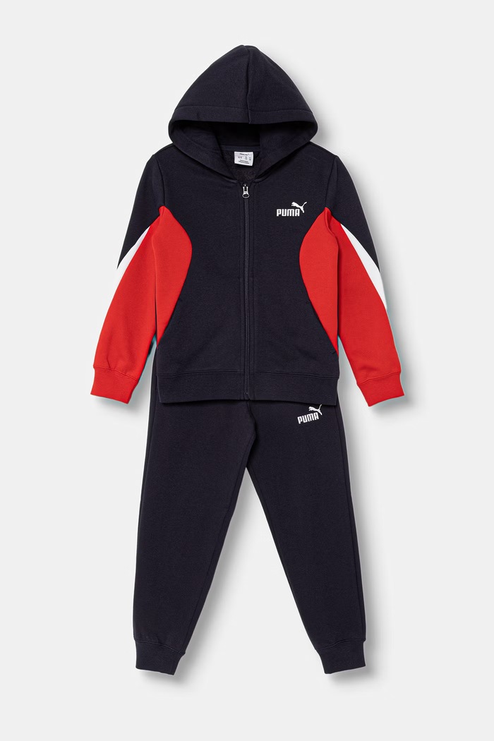 Puma dres dziecięcy z bawełną ESS BLOCK Full-Zip Sweat Suit czarny 695219