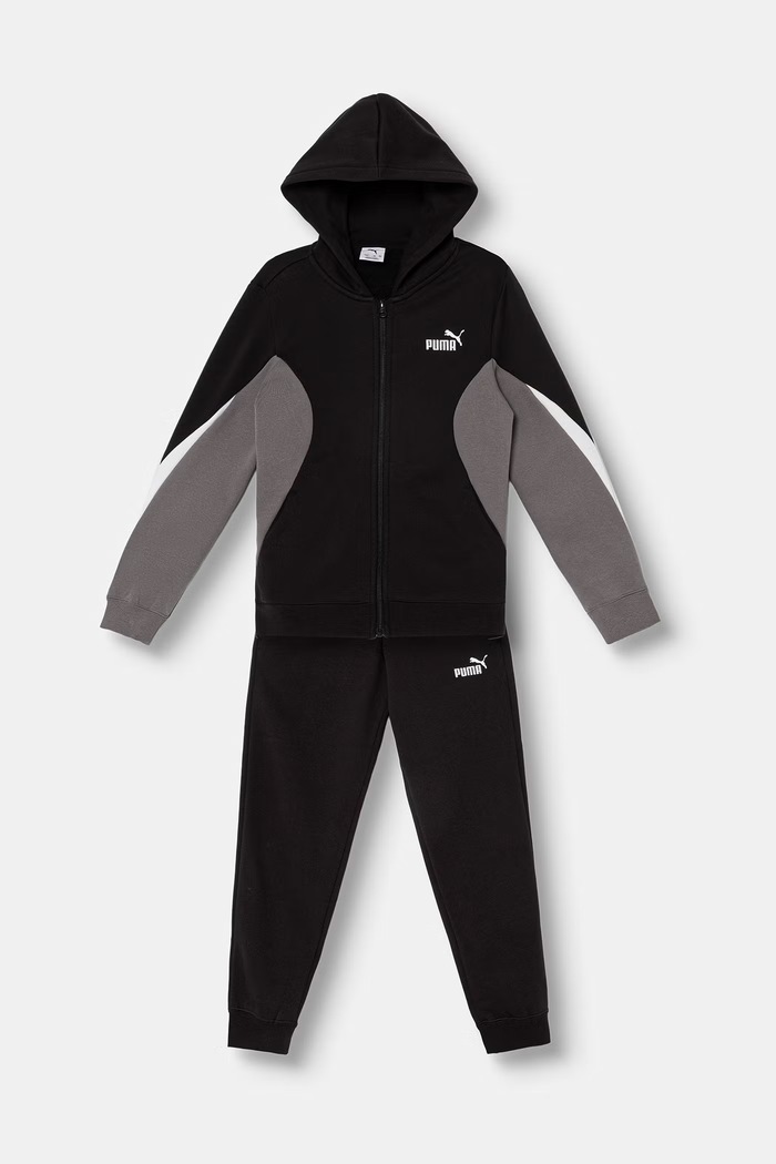 Puma dres dziecięcy z bawełną ESS BLOCK Full-Zip Sweat Suit czarny 695219