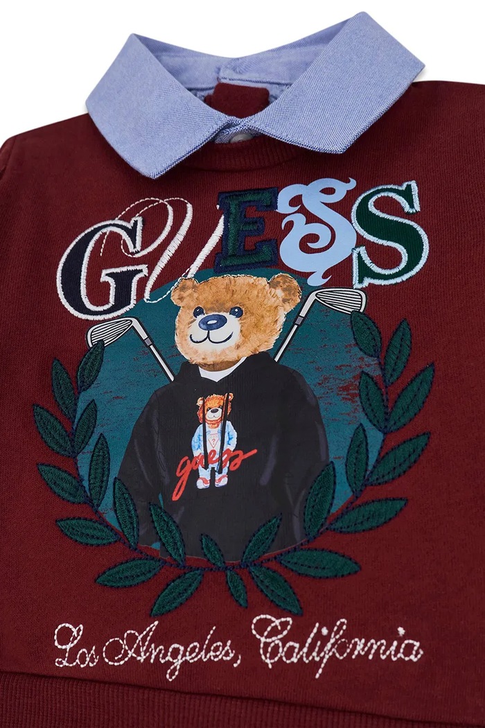 Chłopiec Guess komplet dziecięcy bawełniany I6YG17.K5171.9BY2 bordowy