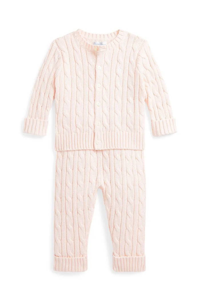 Polo Ralph Lauren compleu pentru bebeluși din bumbac roz 320966889003