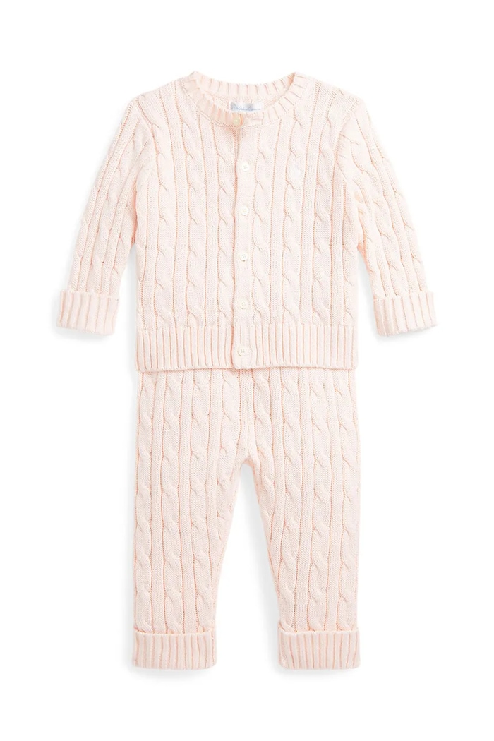 Polo Ralph Lauren compleu pentru bebeluși din bumbac roz 320966889003