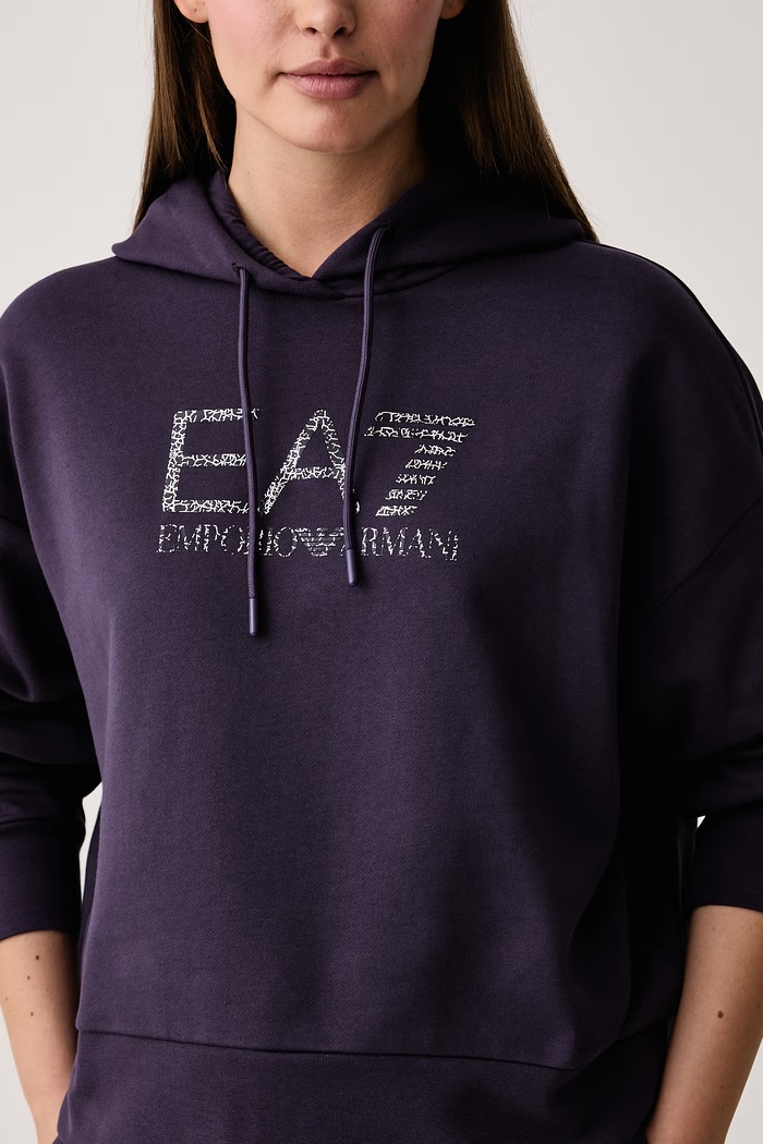 Komplet dresowy damski z bawełną EA7 Emporio Armani fioletowy AF10377.7W001373