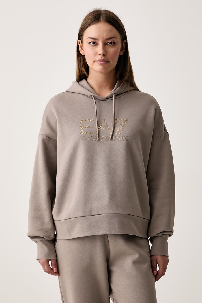 EA7 Emporio Armani Komplet dresowy damski z bawełną AF10377.7W001373 beżowy AW26