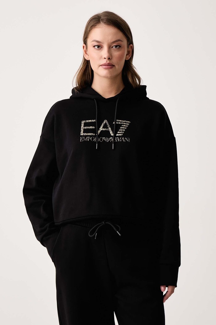 Komplet dresowy damski z bawełną EA7 Emporio Armani AF10377.7W001373 czarny