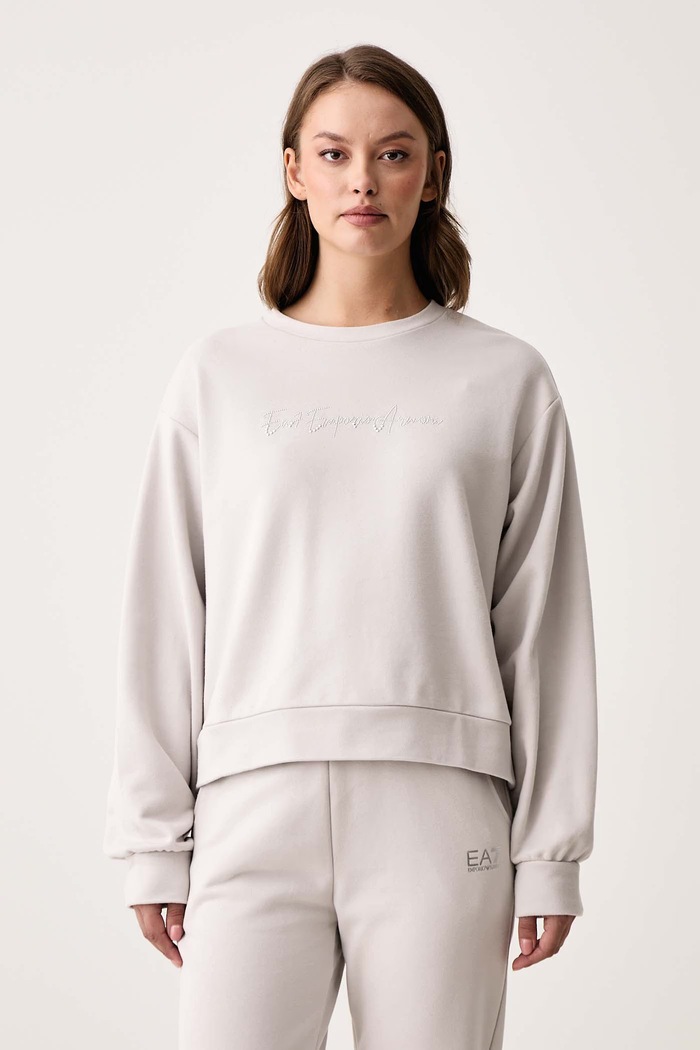 Dres damski z bawełną EA7 Emporio Armani AF20758.7W001447 szary